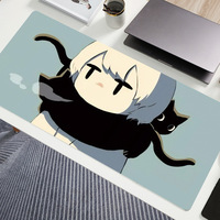 Tapis de bureau en caoutchouc rectangulaire extra large antidérapant avec bords renforcés, motif chat de dessin animé, technique de compression, pour cybercafé