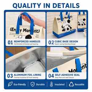 Sac isotherme Panda pour plats à emporter, en film aluminium et tissu non tissé, portable, personnalisable avec logo, pour la restauration, le café et les jus - Product Image 3