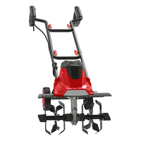 Motoculteur électrique Vertak 1200W, cultivateur pliable à poignée en H, largeur de travail 400 mm, profondeur 220 mm, pour jardin et cour.
