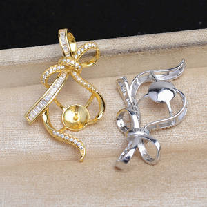 Accessoires DIY pour bijoux en perles, base de pendentif en argent S925, nœud chinois, nœud papillon, 11-12 mm, cache-cernes JG5933, base vide - Product Image 3