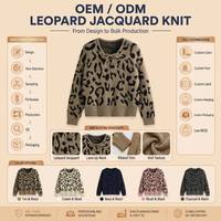 Pull-over femme en maille au design imprimé léopard sauvage, coupe ajustée, avec nœud, idéal pour les rendez-vous hivernaux