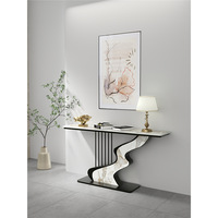 Table console moderne en faux marbre avec base en métal doré en forme de S, table étroite pour entrée, table d'appoint pour canapé, pour hall d'entrée, couloir, salon