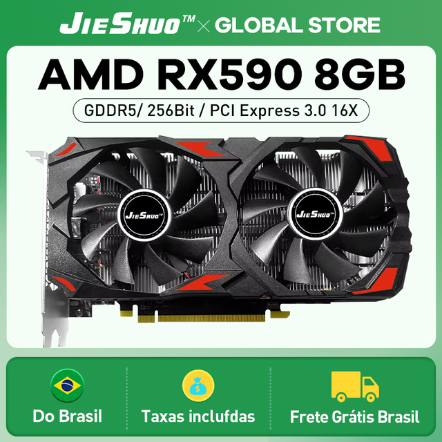 Produtos Locais Brand New RX590 8GB Graphic Card Radeon amd Rx590 Graphics Card Desktop RX590 VGA Card Cheaper RX580