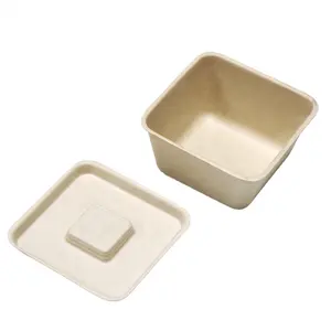 Giá rẻ Tùy chỉnh không thấm nước 100% sinh thái thân thiện phân hủy sinh học mía compostable tự nhiên vuông Bát salad