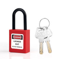 Cadenas de sécurité LOTO en nylon isolé avec anse en plastique, 38 mm, avec clé maîtresse pour la mise hors tension et l'étiquetage (LOTO)