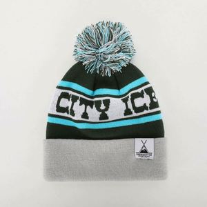 Chapeau d'hiver unisexe personnalisé en acrylique de haute qualité, bonnet de ski chaud, bonnet en tricot jacquard avec pompon, logo tissé sur étiquette - Product Image 1
