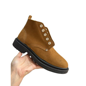 Zapatos de trabajo de gamuza para hombre, de cuero vacuno de grano completo, con tacón bajo, resistentes a la abrasión, botas de seguridad para obras de construcción - Product Image 5