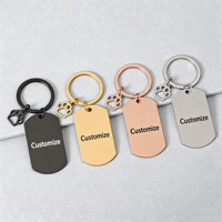 Ywyougang Personalisierter Haustier-Anhänger Schlüsselanhänger, Edelstahl Blanko Hunde-ID-Tag mit Pfoten-Charm, Lasergravierbarer Individueller Schlüsselring