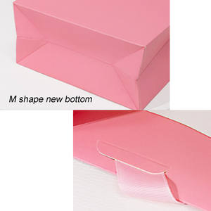 Şirket logosu ile özel lüks promosyon süpermarket sergi mat M şekli alt pembe kağıt torba - Product Image 6