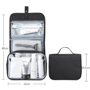 Hanging Toiletry Cosmetics Makeup Bag With 3 Compartments For Full Sized Toiletries And All Your Travel Hygiene Essentials