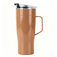 Mug de voyage isotherme classique 40 oz avec poignée en acier et couvercle transparent à dôme coulissant pour adultes – Idéal pour la rentrée scolaire, les activités chaudes, le camping et la plage