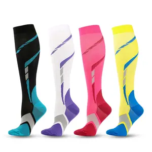 Wholesale new nylon knee high custom women men stockings 20-30mmhg knee high compression socks