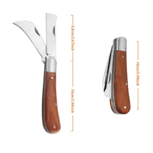 Bahçe aracı paslanmaz çelik bıçak budama bıçağı ve geleneksel gülağacı kolu katlanır ahşap OEM kamp bıçağı ahşap bıçak