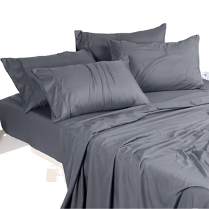 Juego de ropa de cama hospitalaria tamaño Queen de 4 piezas, suave, refrescante, agradable para la piel, sábana plana de color sólido, juego de sábanas ajustables 100% poliéster, Two by hi - Product Image 1