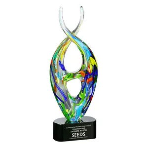 Beautiful Modern Art Glass trophy award made in China