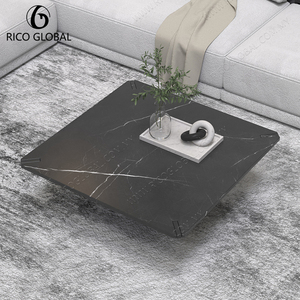 Modern Eco-Friendly <b>Black</b> Marble <b>Coffee</b> <b>Table</b> Geometric <b>Square</b> Top Living Room Side <b>Table</b> Furniture - Product Image 2