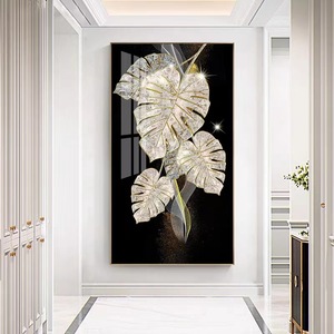 Home Decor Folha dourada Abstrato luxo moderno quadros imagem parede arte cristal porcelana casa decoração luxo - Product Image 5