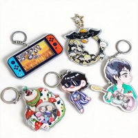 Porte-clés en acrylique transparent personnalisé en gros, breloques en acrylique époxy, porte-clés en plastique sur mesure, motif dessin animé