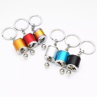 Porte-clés de levier de vitesse personnalisé avec logo, en acier inoxydable, modèle de pièce automobile, avec impression UV sérigraphiée, style tendance