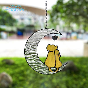 Fornecimento personalizado atacado decoração do jardim e cão suncatchers cristal pendurado quadro lua vitrais suncatcher janela de vidro - Product Image 2