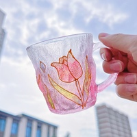 Style japonais peint à la main Rose tasse cristal verre Glacier eau thé lait tasse à café Couple cadeau