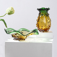 Vase cylindrique en verre dégradé vert, plateau à fruits, design moderne haut de gamme pour salon, table à manger, table basse, hydroponique, fête