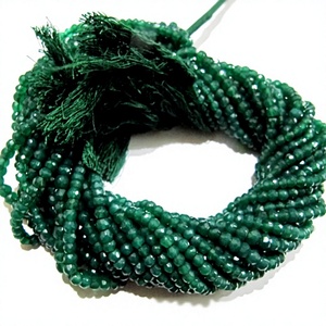 Collier de perles d'onyx vert naturel facetté, forme rondelle, 3-4 mm, 13 pouces de long, haute qualité, couleur ombrée. - Product Image 1
