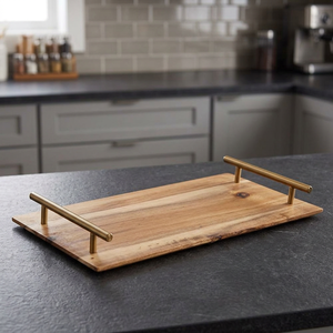 Bandeja de Servir Floral de Madera de Lujo, Ecológica, para Decoración del Hogar, Apta para Alimentos, Lavavajillas y Microondas, Hecha a Mano - Product Image 1