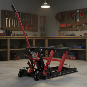 Cric hydraulique 1000 kg rouge pour moto, support de rampe robuste, outil de garage - Product Image 2