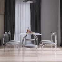 Table à manger en ardoise de marbre, acrylique, suspendue, de luxe, moderne, table rectangulaire et chaise, pour petit appartement