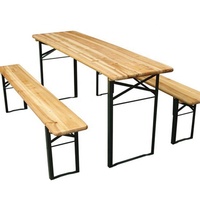 Haute Qualité Jardin Extérieur pliable Table De Bière En Bois Ensemble