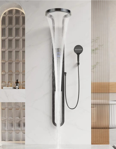 Grifos termostáticos negros mate Montaje en pared Panel de <span class=keywords><strong>ducha</strong></span> de lluvia Función de pausa para hoteles suaves Villas Apartamentos Hecho Latón duradero - Product Image 3