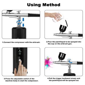 Aérographe 5 en 1 <span class=keywords><strong>pour</strong></span> maquillage, machine à ongles, kit <span class=keywords><strong>de</strong></span> brosse à air <span class=keywords><strong>pour</strong></span> <span class=keywords><strong>cheveux</strong></span>, pistolet <span class=keywords><strong>de</strong></span> <span class=keywords><strong>peinture</strong></span>, pulvérisation, décoration <span class=keywords><strong>de</strong></span> gâteaux - Product Image 5
