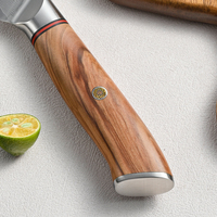 Couteau Nakiri en acier Damas KEEMAKE, motif plume, couteau à légumes avec manche en bois d'olivier, couteau de cuisine professionnel