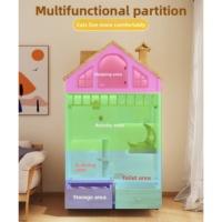 Villa para Gatos de Madera Sólida de 3 Niveles, Estilo Moderno y Lujoso, Transpirable para Invierno y Verano, Casa para Mascotas de Interior, Tamaño Personalizable, Jaula Cerrada para Gatos