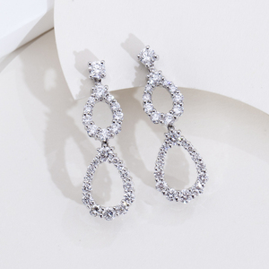 Boucles d'oreilles Messi Jewelry MSE-839 en or blanc 18 carats avec diamants ronds pour femmes - Product Image 2