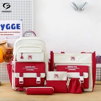Tas Sekolah Siswa Modis Tahan Air Set Logo Kustom Tas Sekolah Set Ransel Siswa
