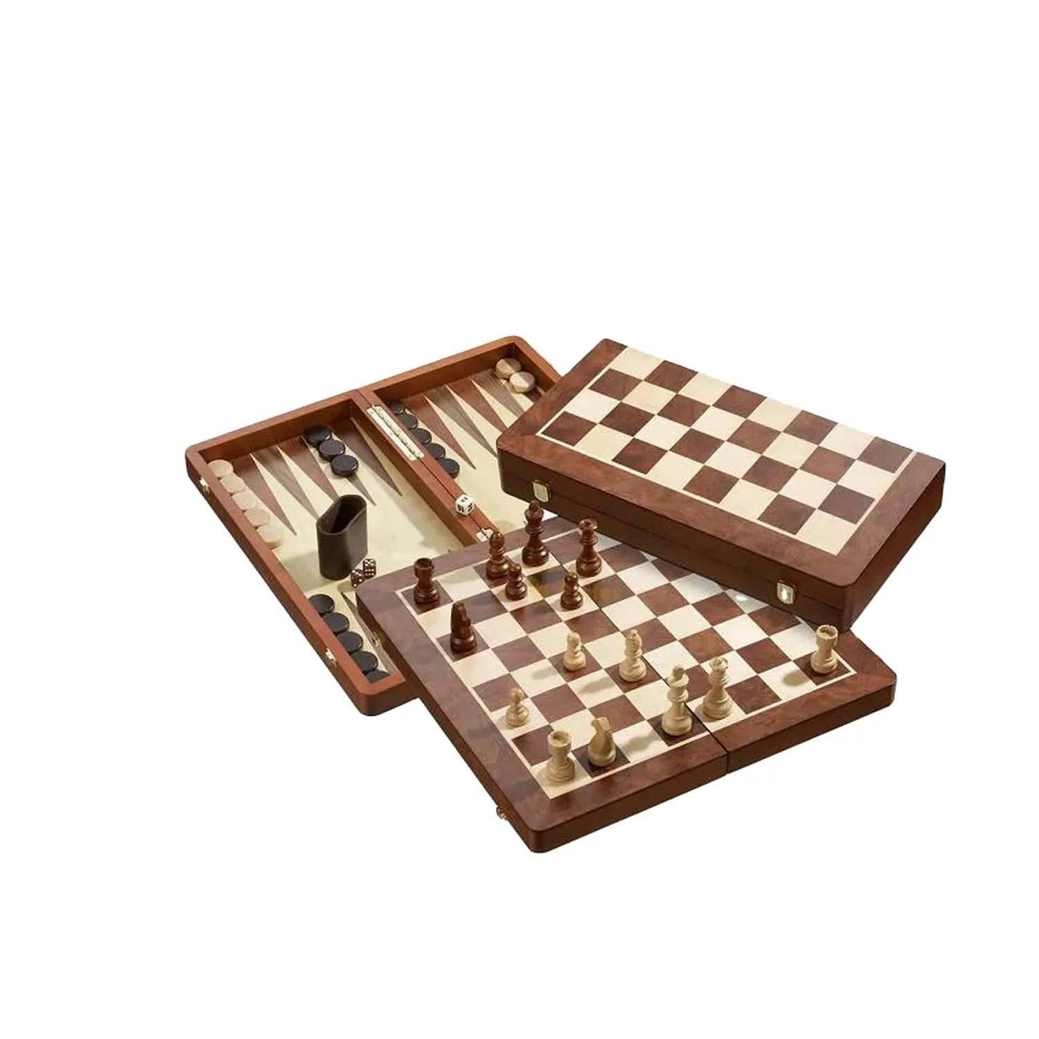 Plateau d'échecs de luxe en bois, 3 en 1, fait à la main en cuir PU, plateau dos gammon, nouvelle collection