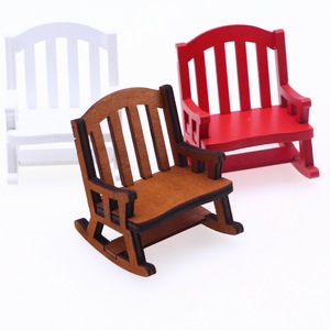 Stile europeo in miniatura sedia a dondolo in legno Vintage modello di mobili per la piccola casa delle bambole legno artigianato scatole di legno cartelli da parete - Product Image 5