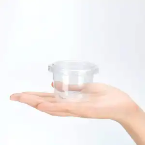 使い捨て透明プラスチック製ペットPPキャップ付きディッピングソースカップ無料サンプル