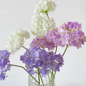 140 زهرة حرير أرجوانية من KEWEI للبيع بالجملة حزمة زهور 3 رؤوس زهرة أزرق اصطناعية لحفلات الزفاف