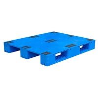 Palette industrielle en plastique HDPE bleue à grille, à trois patins, Euro, simple face, entrée 4 directions, vente en gros usine