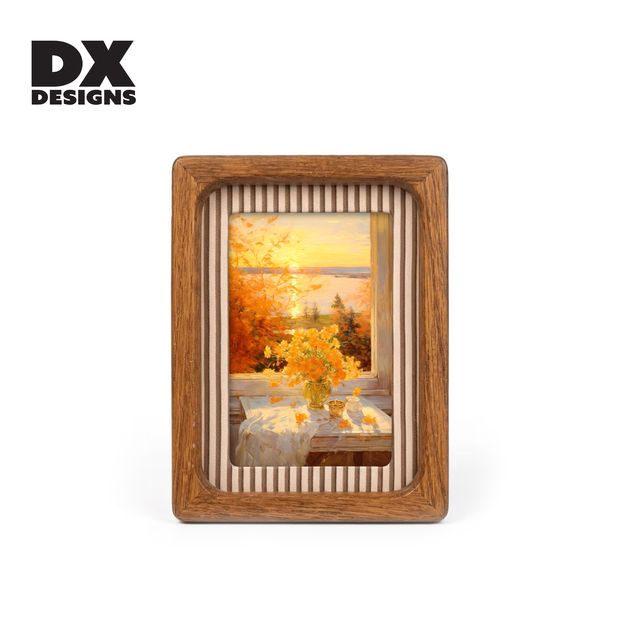 DX Designs Wholesale 4x6 5x7 8x10 Inch Stripe Inner Layer Wood Photo Frame Vintage Wooden Tabletop Picture Frame for Home Decor