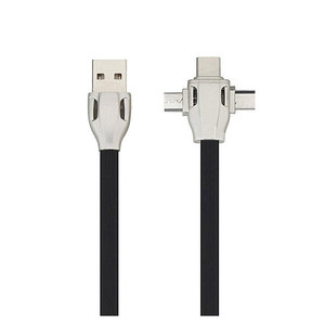 <b>3</b> In 1 Retractable <b>Usb</b> <b>Cable</b> 1 Meter Black For Charging And Data Transfer - Product Image 2