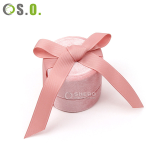 Elegant Round Velvet Jewelry Box Set With Ribbon Bow For <b>Rings</b> Earrings Bracelets Soft Plush Gift Packaging Case Custom Options - Product Image 1