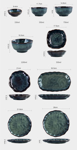Creative Kiln Transformed Ceramic Tableware <b>Set</b> Unique Green Glaze Salad Bowl Dinner Plate <b>Sets</b> for Hotel Restaurant Dinnerware - Product Image 2