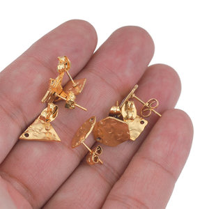 Irregular Geometric <b>Earring</b> Stud Base | 18K PVD Gold Plated Stainless Steel Press Flat Pad <b>Post</b> for DIY <b>Earring</b> Making Findings - Product Image 4