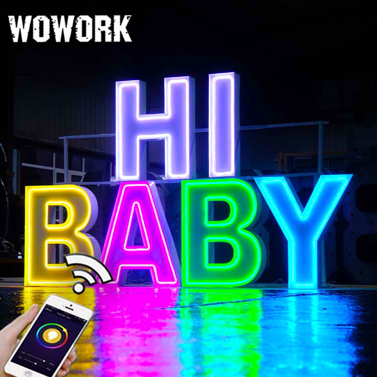 2023 год, WOWORK, оптовая продажа, свадебный фон с подсветкой, большие неоновые маркировочные номера, светодиодная вывеска, буквенные огни для вечеринки, праздничный фон