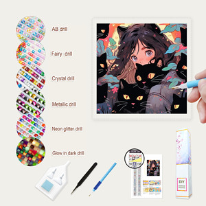 E-091 dipinti su tela personalizzati 5D trapano pieno <span class=keywords><strong>notte</strong></span> <span class=keywords><strong>stellata</strong></span> nella città dei cartoni animati Kit di pittura diamante - Product Image 1