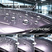 Film de protection de peinture pour voiture 7,5 mil en TPU auto-réparant, effet changeant de couleur, brillant, métallisé, miroir violet, hydrophobe, 1,52 m x 15 m